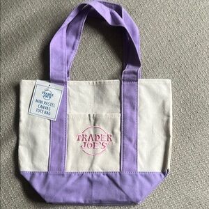 Purple and Cream Canvas Mini Tote Bag